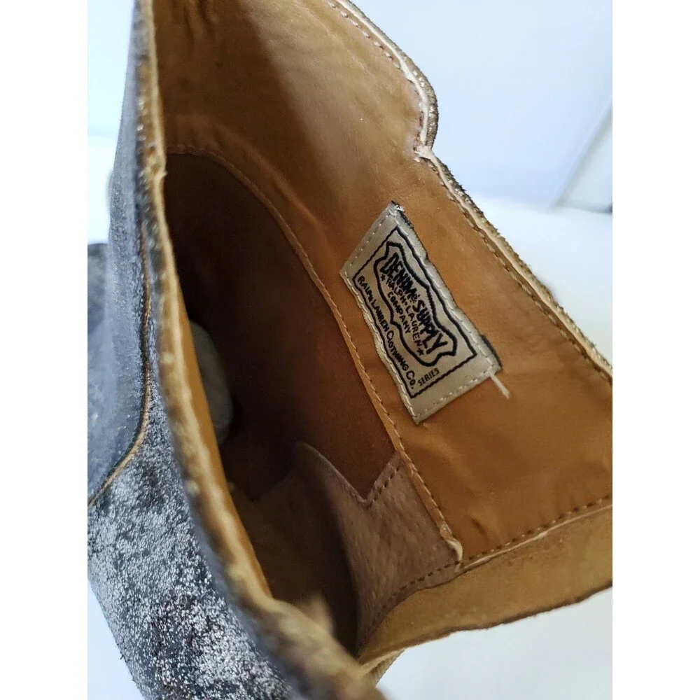 DENIM & SUPPLY RALPH LAUREN MARIELA Metallic Silver LEATHER BOOTIE Boots 8 B